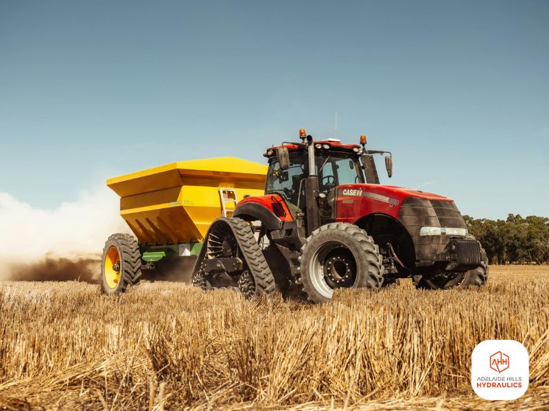 tractor harvesting farming land in south australia